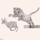 Patterned tiger and antelope style. EPS10 vector illustration