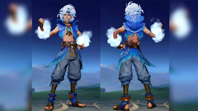 Tampilan hero baru Mobile Legends bernama Sora, seorang Fighter/Assassin yang dijuluki 'Shifting Cloud'. (Sumber: miraclegaming.store)