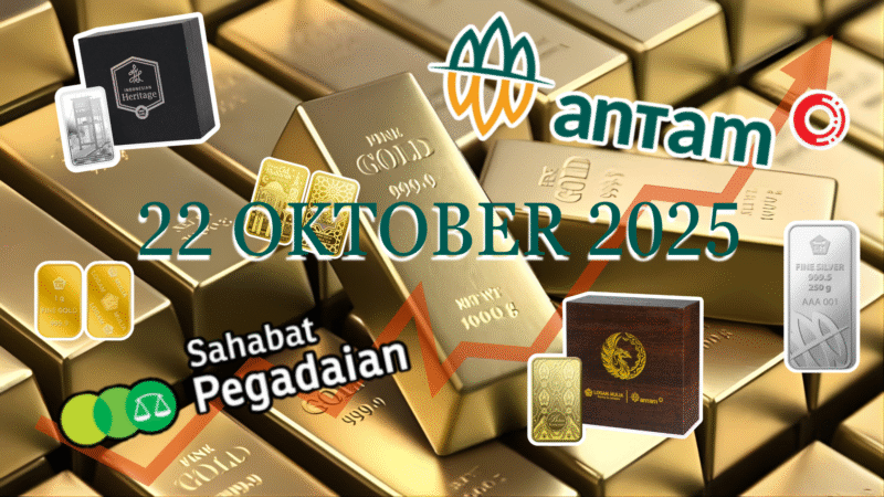 Pergerakan harga emas menunjukkan anomali pada hari ini, di mana harga acuan Antam anjlok drastis sementara harga ritel di Pegadaian justru naik. (Sumber: Antam/Pegadaian)