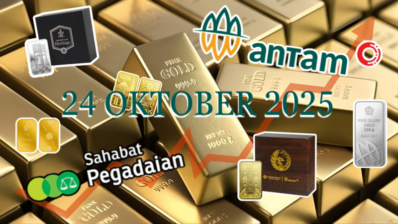 Harga emas batangan Antam melanjutkan tren pelemahan pada perdagangan hari ini, Jumat, 24 Oktober 2025. (Sumber: Antam)