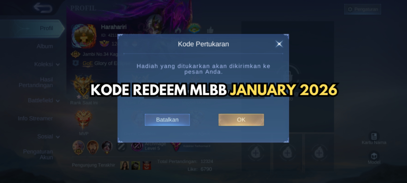 Tukarkan kode redeem Mobile Legends terbaru hari ini januari 2026 untuk kesempatan mendapatkan skin permanen, diamond, fragment, dan item eksklusif lainnya. (Sumber: Moonton/koransakti.co.id)