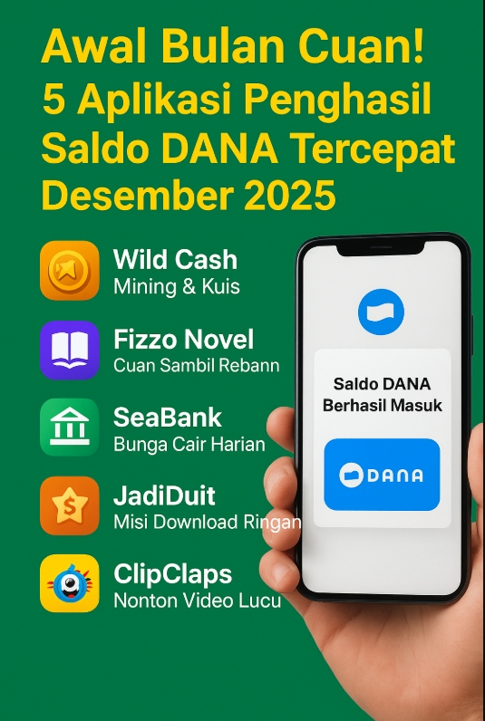 Sambut bulan Desember 2025 dengan dompet tebal. Manfaatkan aplikasi penghasil uang terpercaya ini untuk menambah uang jajan harian. (Sumber: Ilustrasi/koransakti.co.id)