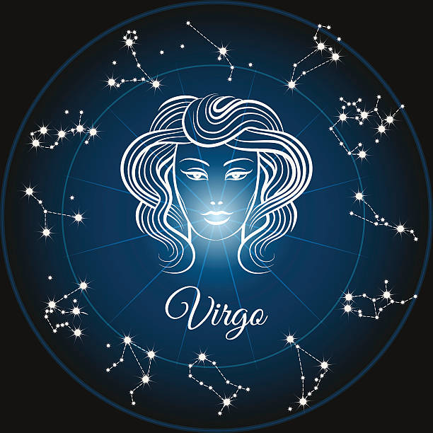 Zodiac sign virgo and circle constellations. Vector illustration
