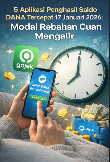 Ilustrasi penggunaan aplikasi penghasil uang di smartphone untuk mencairkan saldo DANA gratis edisi 17 Januari 2026.